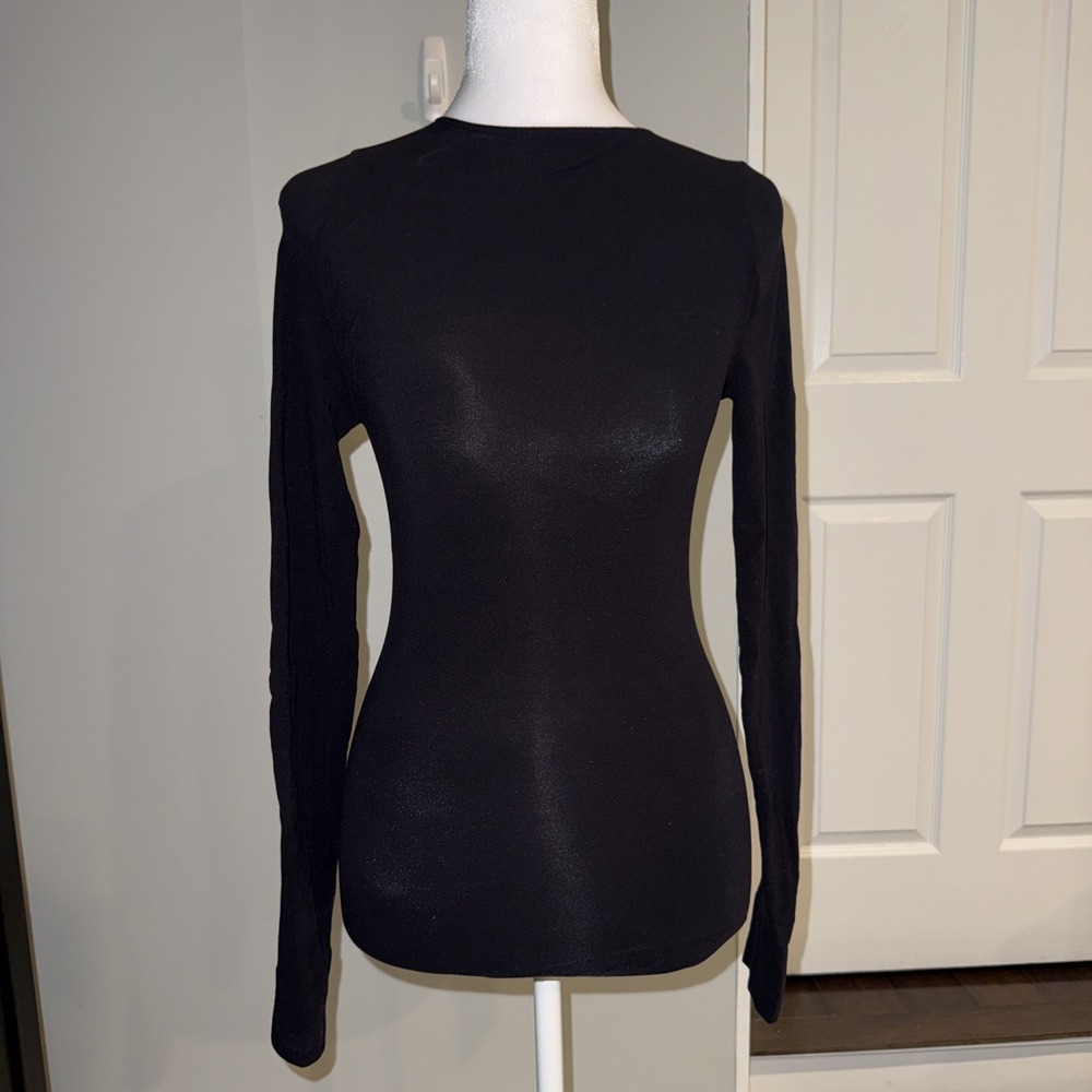 Spanx Womens XL Classic Long Sleeve Shaping Top Black  Body Conscious Con